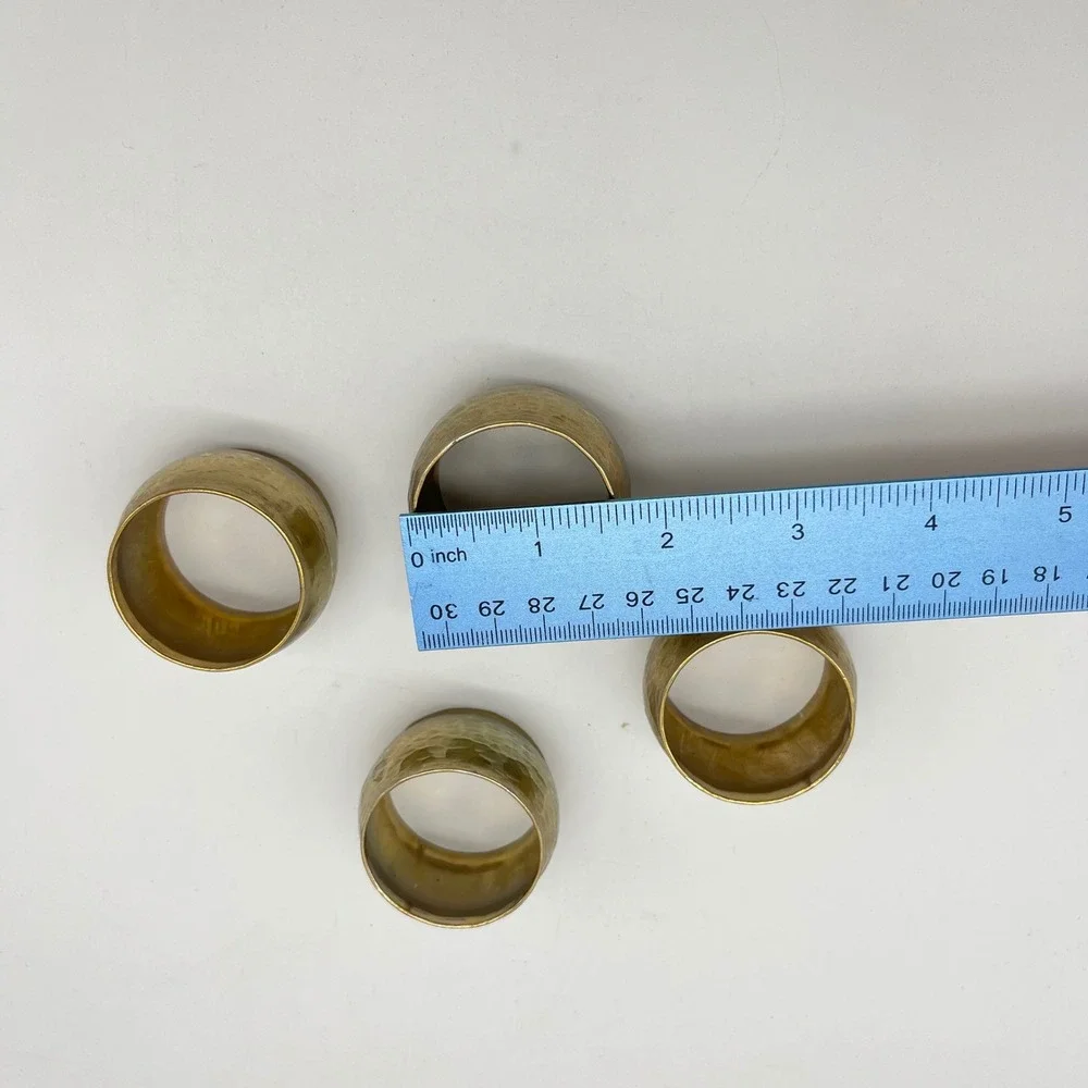 Vintage Hammered Brass Napkin Rings Set of 4 Table Decor Place‎ Setting